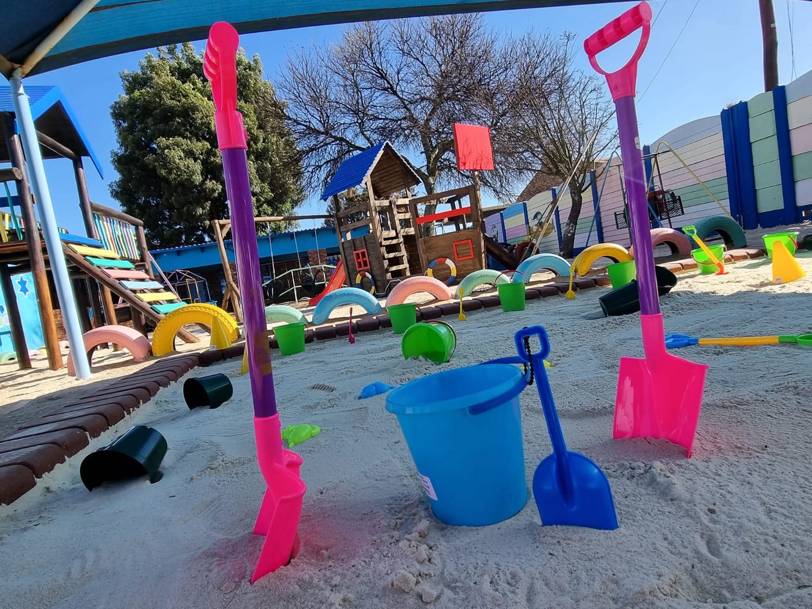 Colourful play equipment in the Babbelbekkies playground